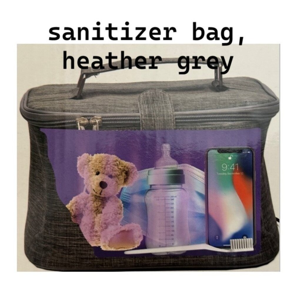 SecureBrite Portable UV-C Light Sanitizer Bag, Collapsible, Heather Grey